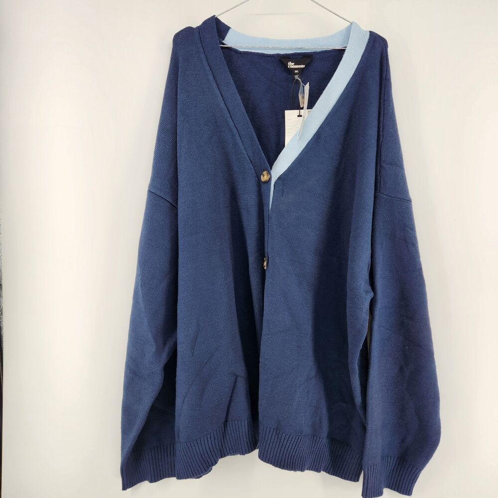 The Commons Men's Navy 3XL Luxe Contrast Cardigan NWT